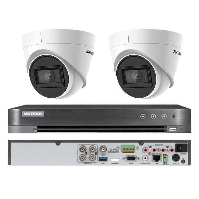 Hikvision övervakningssystem 2 inomhuskameror 4 i 1, 8MP, lins 2.8, IR 60m, DVR 4 kanaler 4K 8MP