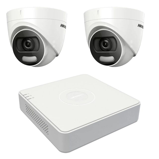 Hikvision surveillance system 2 indoor cameras 5MP ColorVU, white light 20m, DVR 4 channels 8 MP