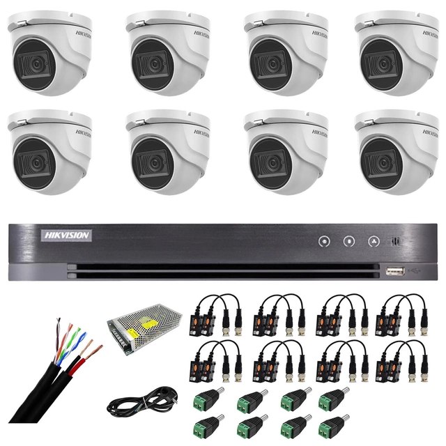 Hikvision surveillance system 8 cameras 4 in 1 8MP, IR 30m, DVR 8 channels 4K 8MP, accessories