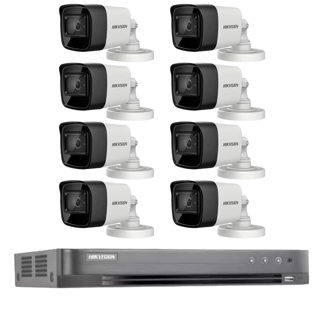 Hikvision surveillance system 8 cameras 4 in 1, 8MP IR 30m, DVR 8 channels 8MP, 4K