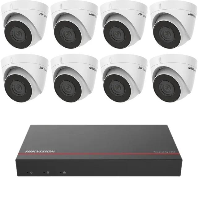 Hikvision-Überwachungssystem 8 IP-Kameras 2MP IR 30M NVR 8 PoE-Kanäle SSD 1TB vorinstalliert