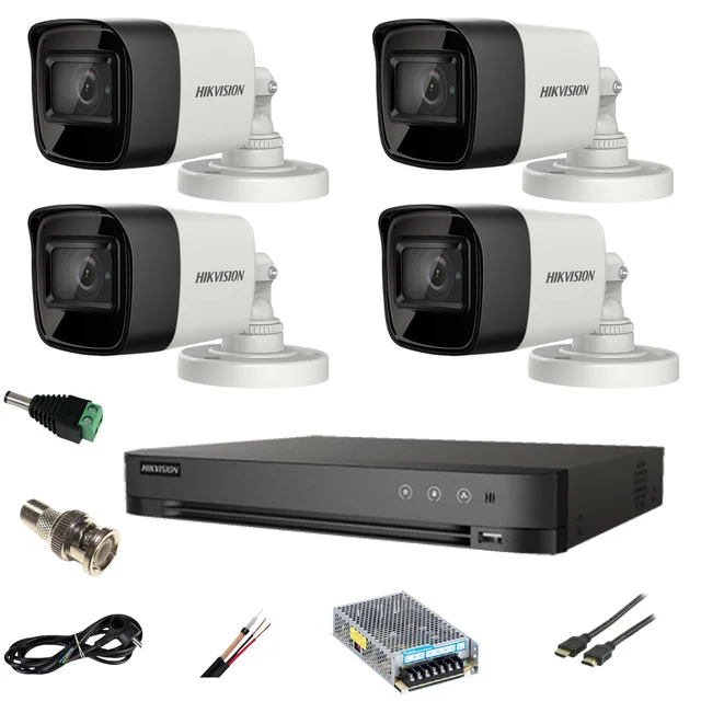 Hikvision ultraprofessionellt videoövervakningssystem 4 Ultra HD-kameror 8MP 4K, DVR 4 kanaler, kompletta tillbehör, live internet