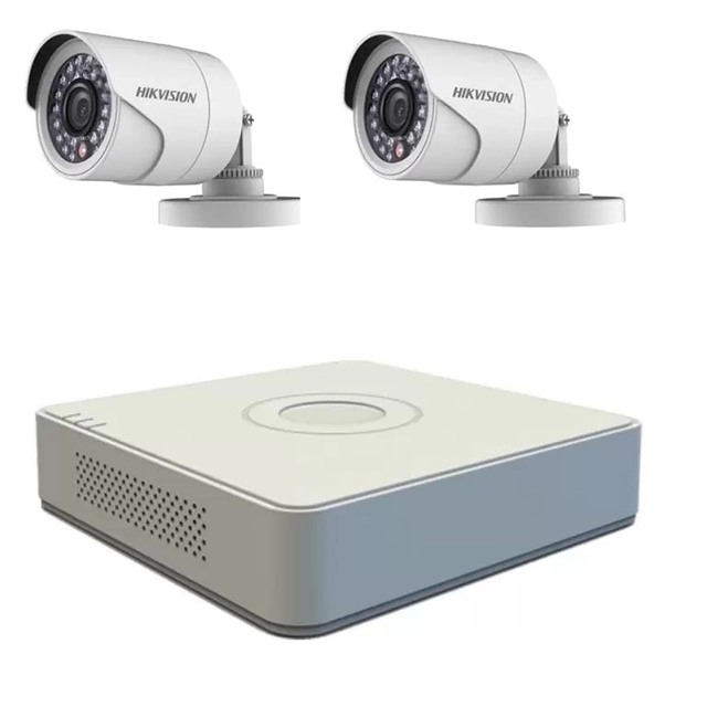 Hikvision vaizdo stebėjimo rinkinys 2 TurboHD kameros 2MP, DVR 4 kanalų