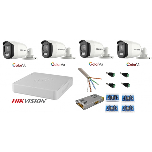 Hikvision-valvontajärjestelmä 4 kameroita 5MP Ultra HD Color VU DVR 4 kokoaikaisia ​​värikanavia yöllä