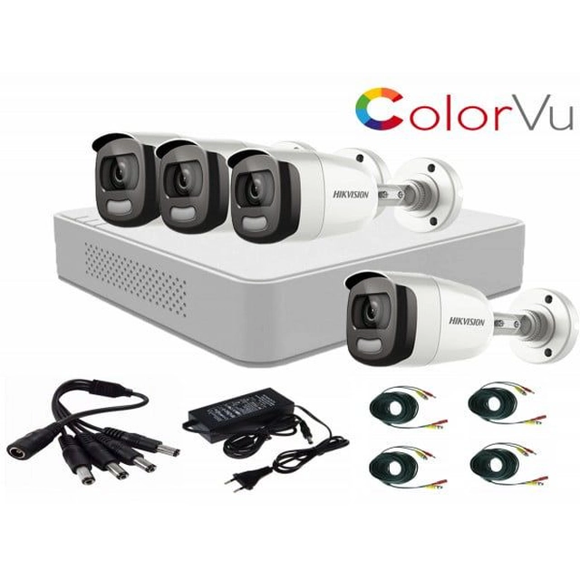 Hikvision videobewakingssysteem 4 camera's 2MP ColorVU FullTime FULL HD, accessoires inbegrepen