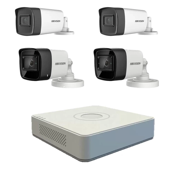 Hikvision videonovērošanas sistēma 4 āra kameras 5MP Turbo HD 2 ar IR80M un 2 ar IR40M DVR 4 kanāliem