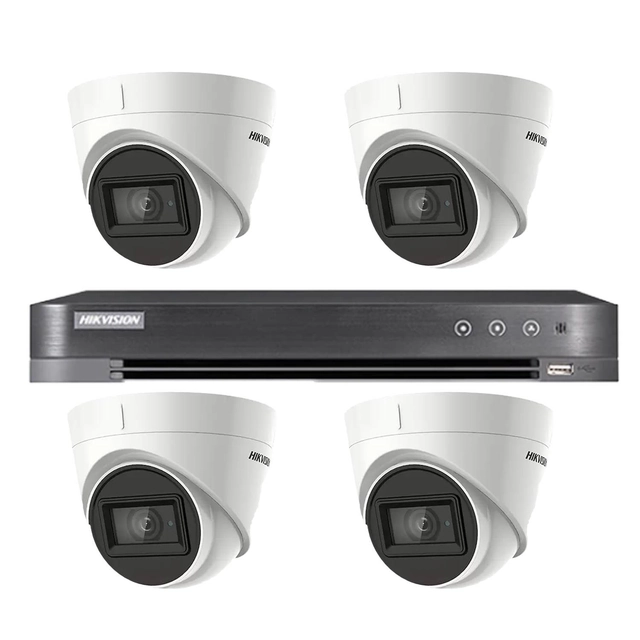 Hikvision videoovervågningssystem 4 indendørs kameraer 4 i 1, 8MP, linse 2.8, IR 60m, DVR 4 kanaler 4K 8MP