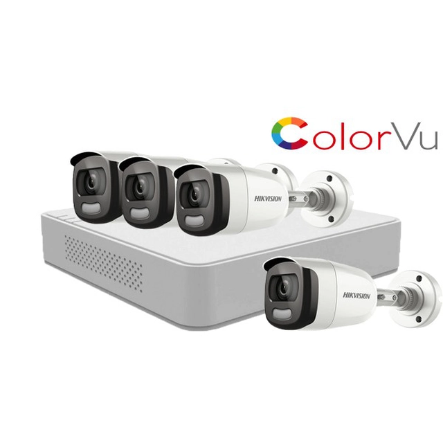 Hikvision videoovervågningssystem 4 kameraer 2MP ColorVU FullTime FULL HD