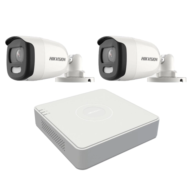 Hikvisioni valvesüsteem 2 kaamerad 5MP ColorVU objektiiv 2.8mm, valge valgus 20m, DVR 4 kanalid