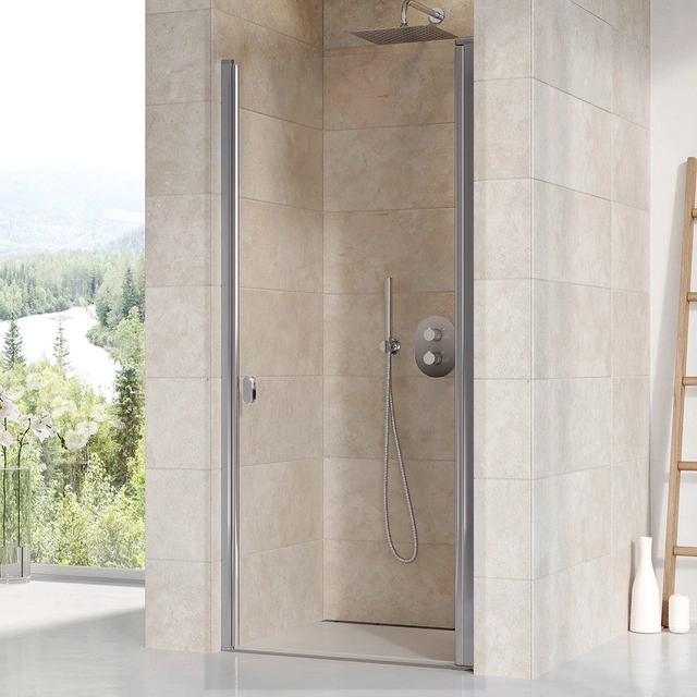 Hinged shower door Ravak Chrome, CSD1-90, glossy+transparent glass