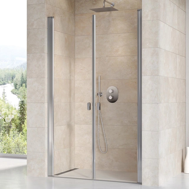 Hinged shower door Ravak Chrome, CSDL2-90, glossy+transparent glass