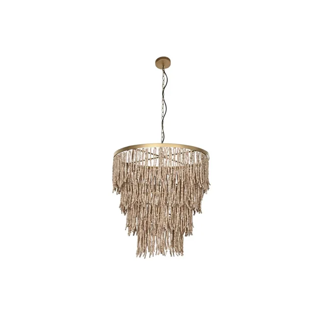 Hjem ESPRIT Loftslampe Guld Naturtræ Metal 70 x 70 x 157 cm