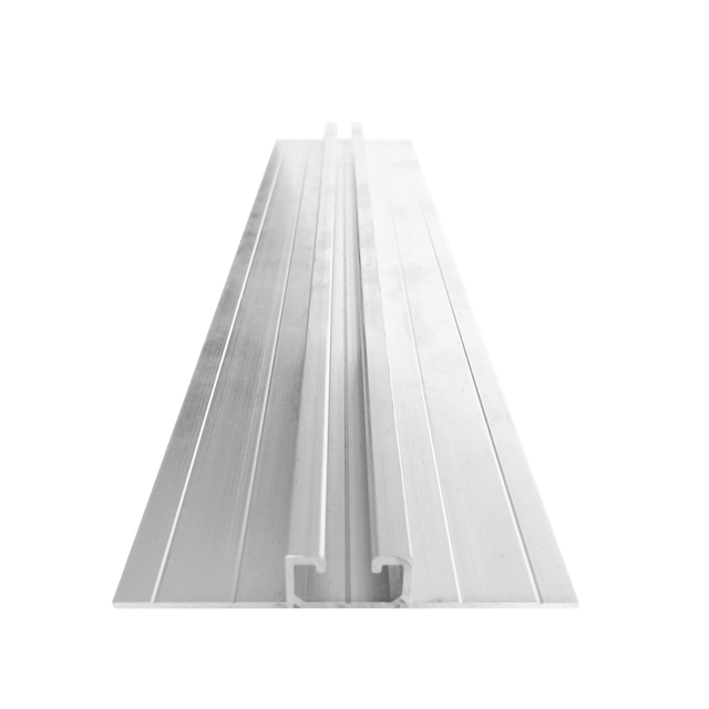 Hliníková mini koľajnica solárneho panelu pre trapézovú dosku, sendvičový panel, nízka, 13x90x400mm (bez EPDM a otvoru)