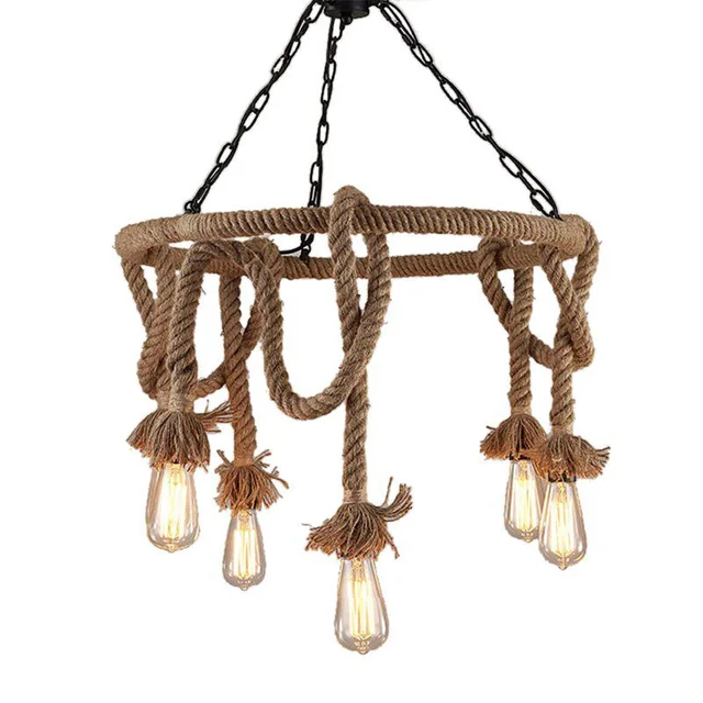 HÆNGENDE LOFTSLAMPE BOHO ROPE LYSELYSE 5 E27 APP677-5CP