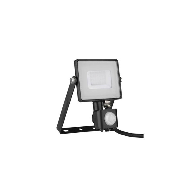 Holofote LED com sensor de movimento 30W 2400lm, cor: 6400K branco frio, caixa: preto IP65, 5 anos de garantia, chip SAMSUNG; V-TAC