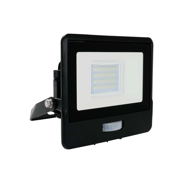 Holofotes LED com sensor PIR - Preto - Samsung - IP65 - 20W - 1510 Lúmens - 3000K - 5 Anos