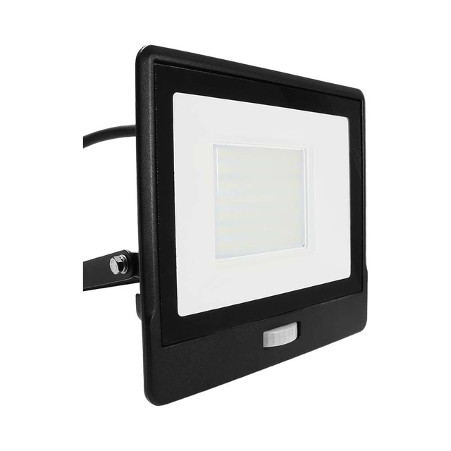 Holofotes LED com sensor PIR - Preto - Samsung - IP65 - 50W - 4000 Lúmens - 6500K - 5 Anos - Modelo nº: - VT-158S-1-B