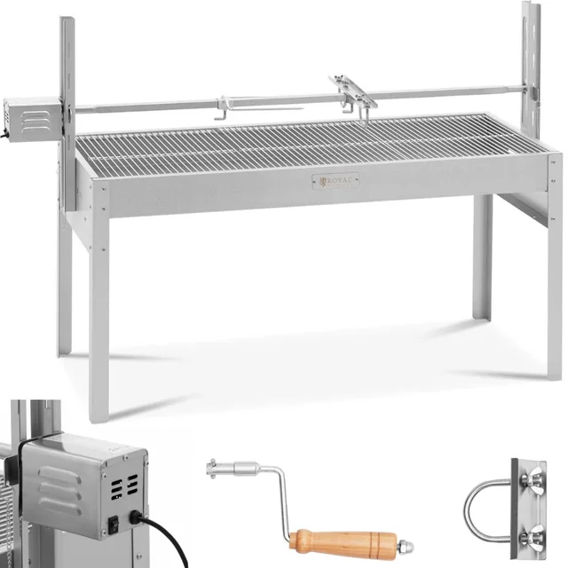 Holzkohlegrill mit elektrischem Drehspieß zum Braten von Ferkeln 13 W 40 kg 127 cm