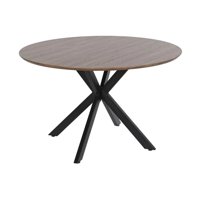 Home ESPRIT Dining Tables Brown Black Iron Wood MDF 120 x 120 x 75 cm