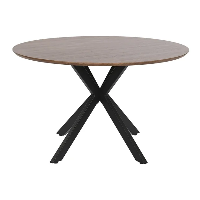 Home ESPRIT Dining Tables Brown Black Iron Wood MDF 120 x 120 x 75 cm