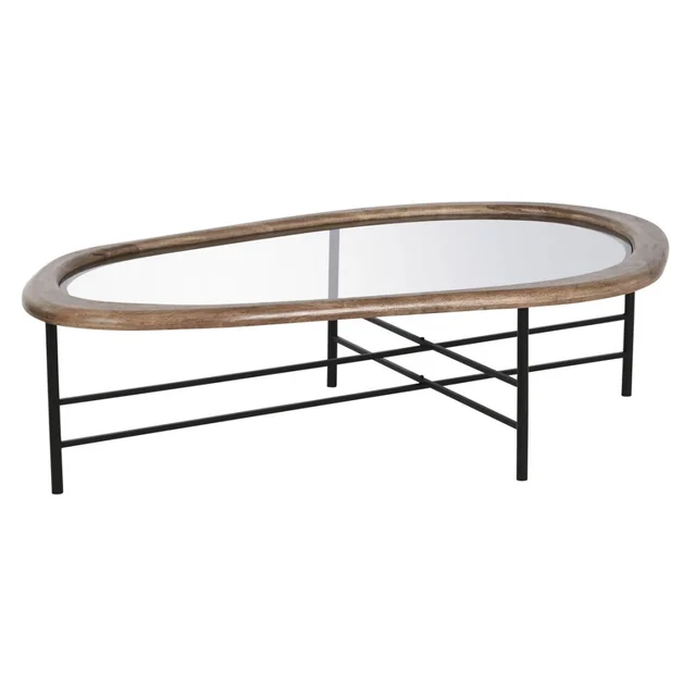 Home table ESPRIT Brown Black Glass Spruce wood 120 x 69 x 33 cm