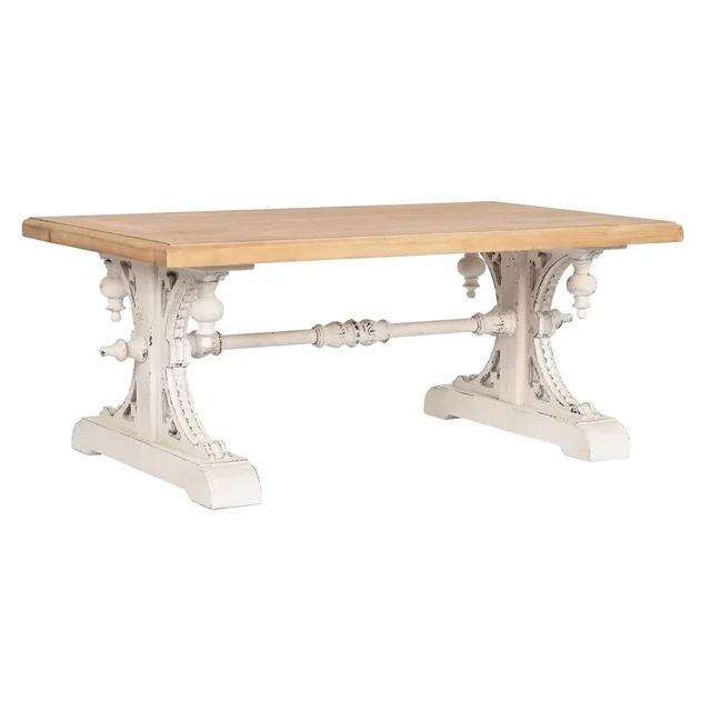 Home table ESPRIT White Natural Spruce wood MDF wood 110 x 65 x 46 cm