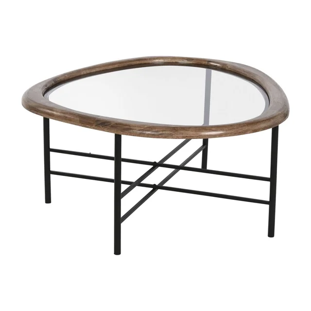 Home tafel ESPRIT Bruin Zwart Natuurlijk Glas Vurenhout 76 x 81 x 38 cm