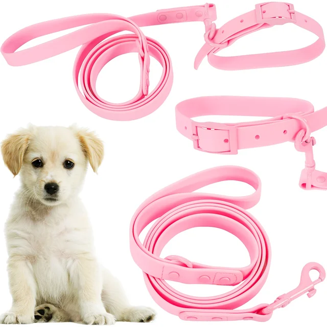 Hondenriem en halsband PJ-068 roze S