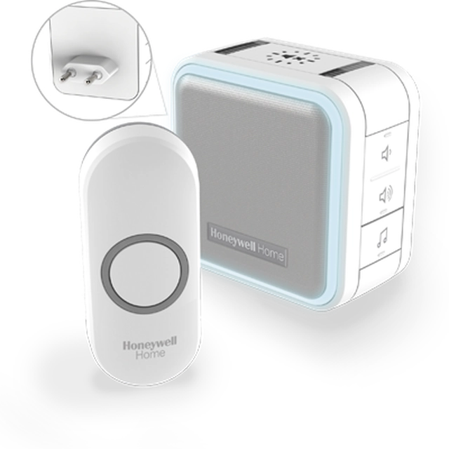 Honeywell Home DC515NP2 wireless doorbell Series 5, 150 m,6 melodies, white socket base, design. button