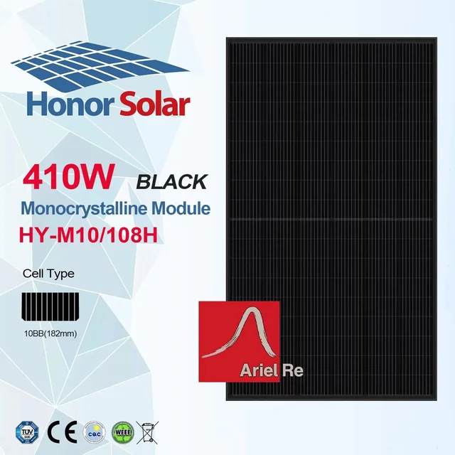 Honor sol HY-M10/108 ALLA SVART 410W-AKTION ( 0,11eur/W)-Kontainer Pris