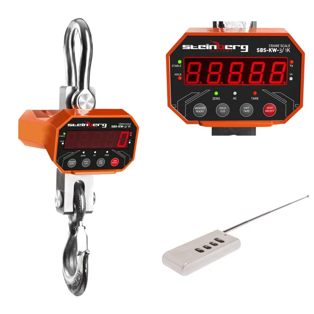 Hook scale 3000 Kg with remote control for industry and trade - LED