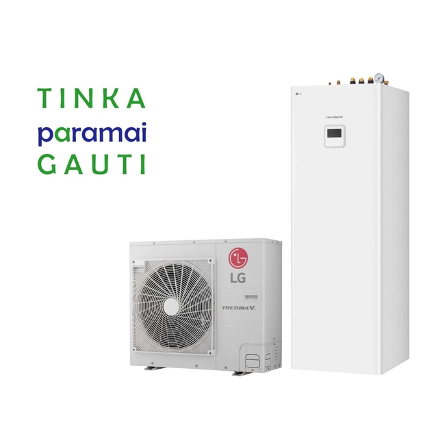 Hőszivattyú Air-Water LG Therma V, Split IWT, 5,5 kW Ø1 beépített 200 literes vízmelegítővel