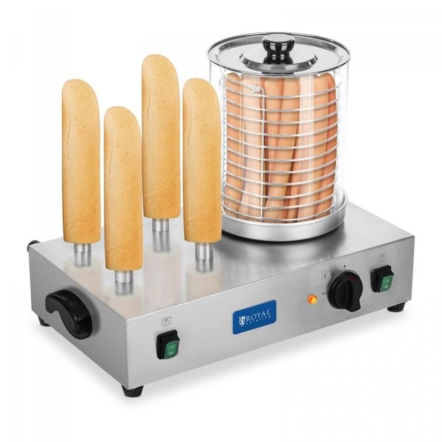 Hot dogi soojendaja – 4 nööpnõelad – 2 x 300W ROYAL CATERING 10010161 RCHW-2300