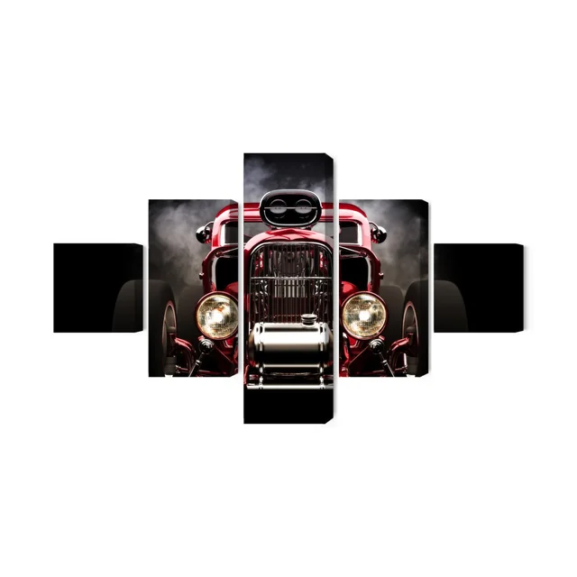 Hot Rod Car Multi-Part Picture Against Smoke Background