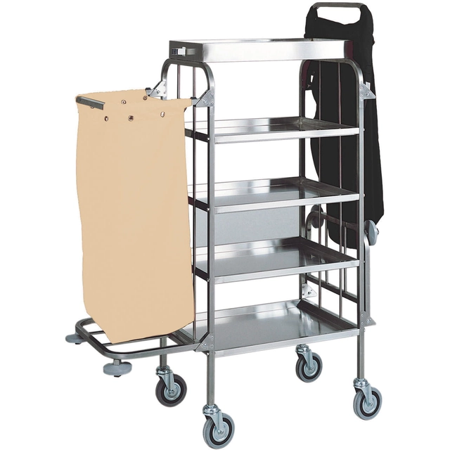 Hotel cleaning trolley | 4-shelf | multifunctional | stainless steel | 820 / 1520x500x1580 mm