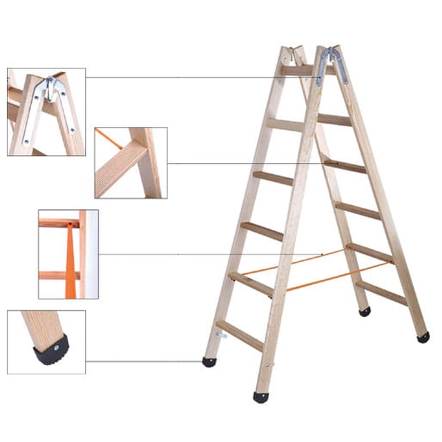 Houten ladder 7 sporten Motief LMA 07 200cm