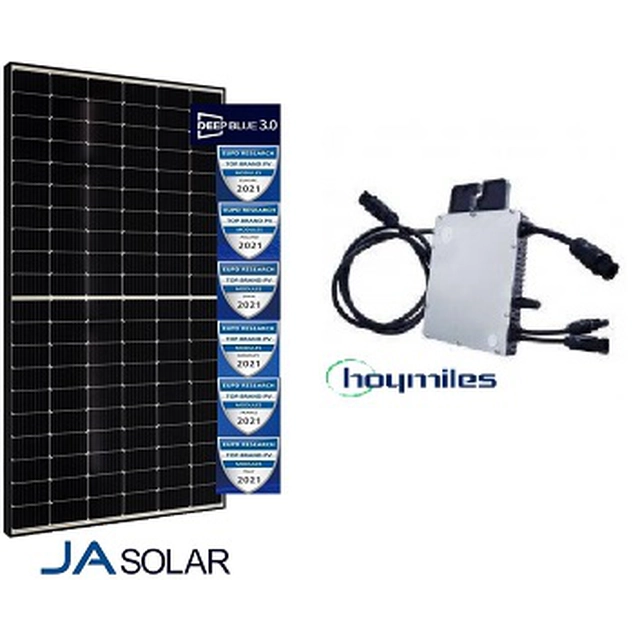 HOYMILES kit HM-350, JA SOLAR JAM60S20-HC 385W MR BF, mannelijke connector en eindkap