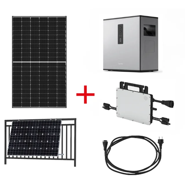 HOYMILES: Zestaw balkonowy 800W+Bateria MS-A2 2.24kWh (zawiera 2*panele 2*konstrukcja 1*bateria 1*mikroinwerter 1*kabel)