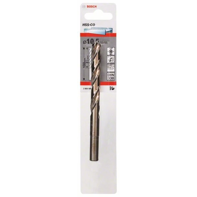 HSS-Co metal drills, DIN 338 10.5 x 87 x 133 mm BOSCH 2608585866