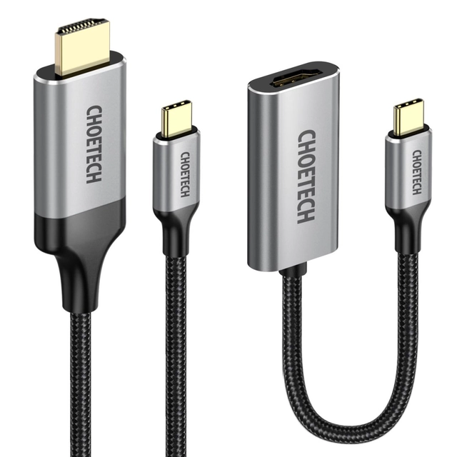 HUB Adaptateur USB Type C - HDMI 2.0 + Câble HDMI 2m gris