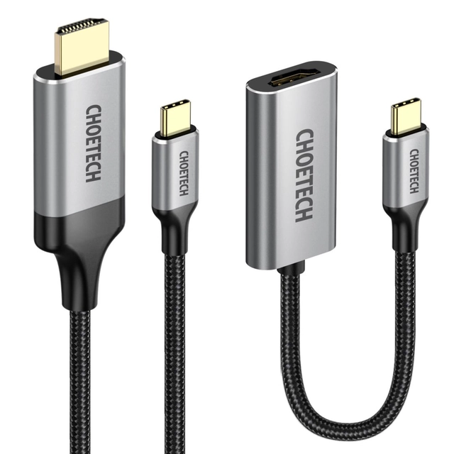 HUB USB Type C - HDMI-adapter 2.0 + HDMI kabel 2m grå