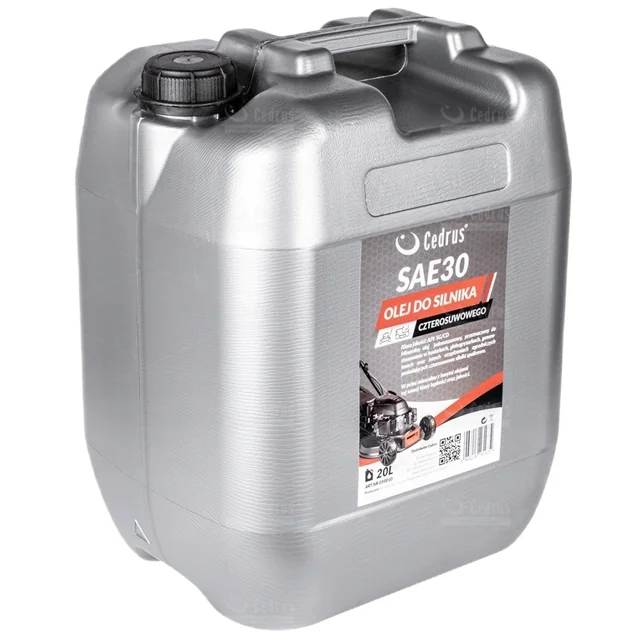 HUILE MOTEUR CEDRUS SAE30 BARIL 20L POUR MOTEUR DE TONDEUSES, TRACTEURS, AGENTS D'ENRACINEMENT, BALAYEUSES NAC, OLEO-MAC, STIHL, B&S Briggs & Stratton, HONDA, SUBARU, etc. pour moteurs quatre temps - EWIMAX -