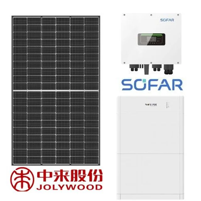 Hybridisarja 8,3 kW: SOFAR HYD8KTL-3PH + 20*JOLYWOOD 415W Musta kehys + Sofar energian varastointi 10kWh BTS E5-DS5