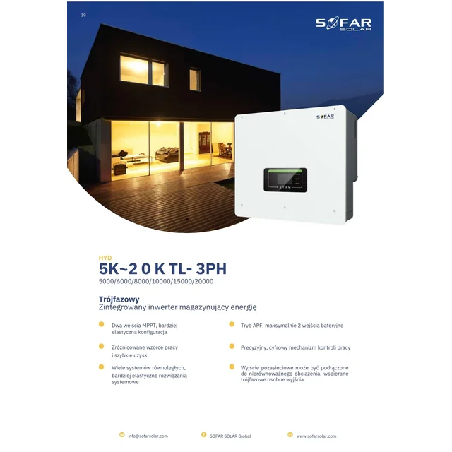 Hybridný menič HYD6KTL-3PH s Wifi&DC (trojfázový)