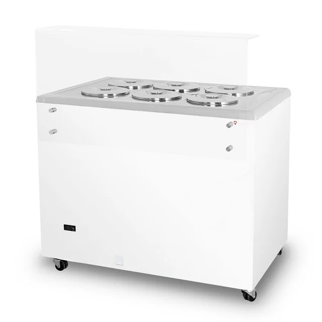 Ice cream dispenser | ice cream showcase | conservator | retro | 6 tub | round cuvettes | 1063x670x895 mm | GELATO POZETTI 6