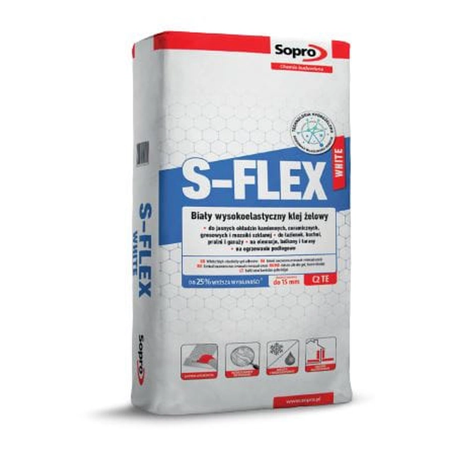 Ιδιαίτερα εύκαμπτη κόλλα Sopro S-Flex λευκή γέλη, 22,5kg λευκή