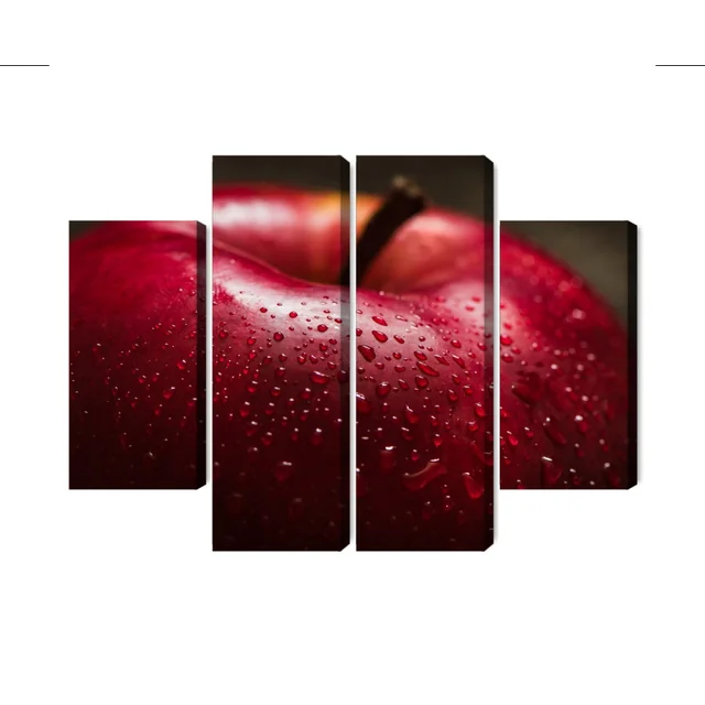 Image macro de pomme rouge en plusieurs morceaux