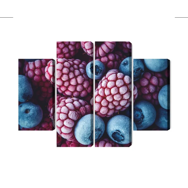 Image multi-pièces de bleuets et de framboises surgelés