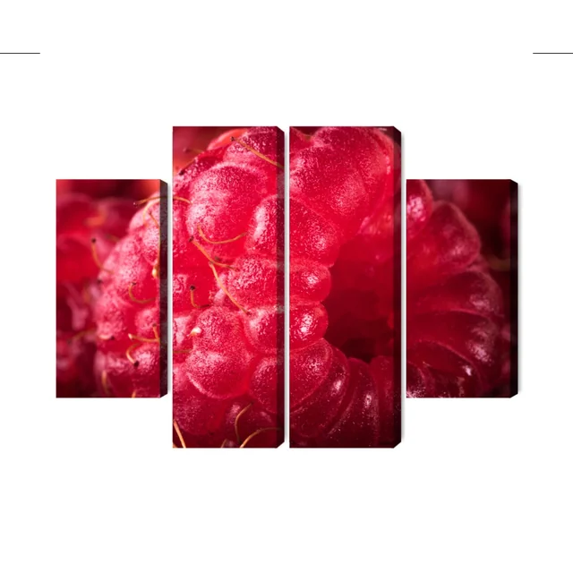 Image multi-pièces de framboises à une échelle macro