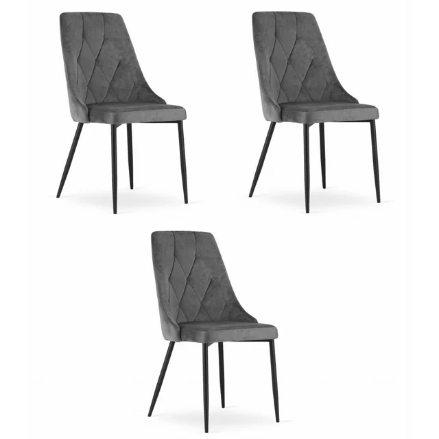 IMOLA stol - mörkgrå sammet x 3